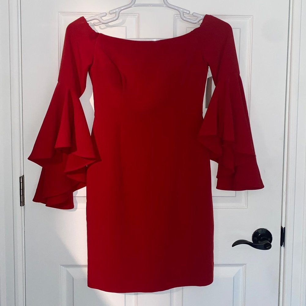 Boston Proper Off the Shoulder Red FRENCH KISS Flutter Sleeve Dress (Size 2)